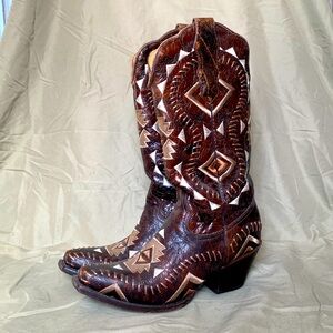 Women's Dark Brown Embroidered Heeled Western Boots